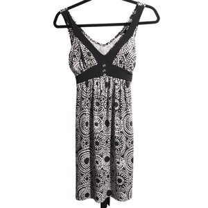 VTG Y2K FANG Babydoll Mini Dress Black White Dots S